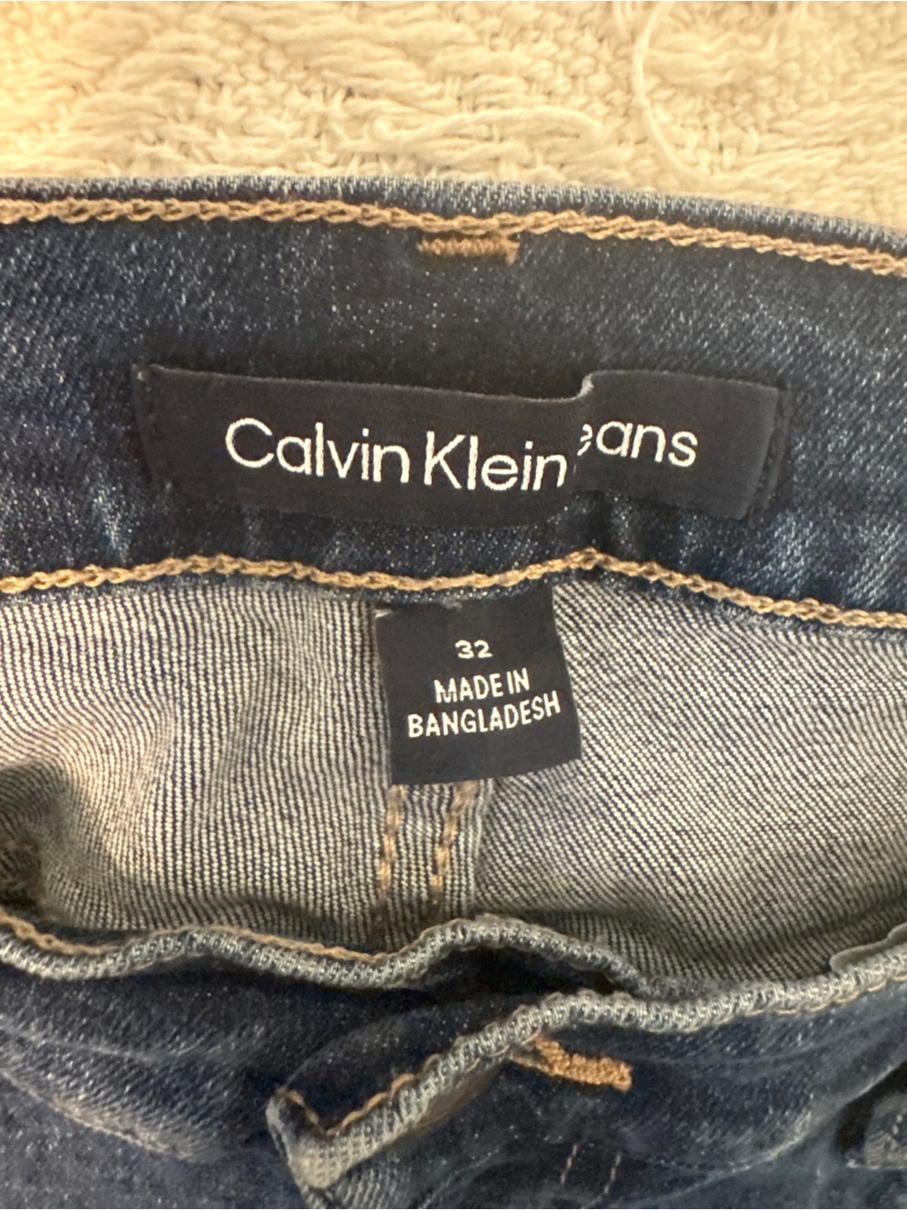 Calvin Klein Distressed Dark Blue Cropped Jeans - Picture 2 of 3